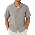 Chemise homme L en tissu gris à manches courtes style décontracté