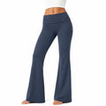 Pantalon de yoga évasé M textile extensible bleu marine taille haute