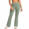 Pantalon de sport femme L taille haute extensible vert sauge coupe évasée