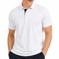 Polo homme L blanc en tissu synthétique à manches courtes style classique