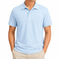 Polo homme taille L en tissu synthétique bleu clair à manches courtes style décontracté