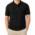 Polo homme taille L noir en maille à manches courtes style classique