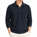Polo homme XL en tissu côtelé bleu marine à manches longues