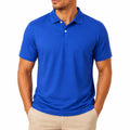 Polo homme XL bleu en tissu synthétique à manches courtes style classique