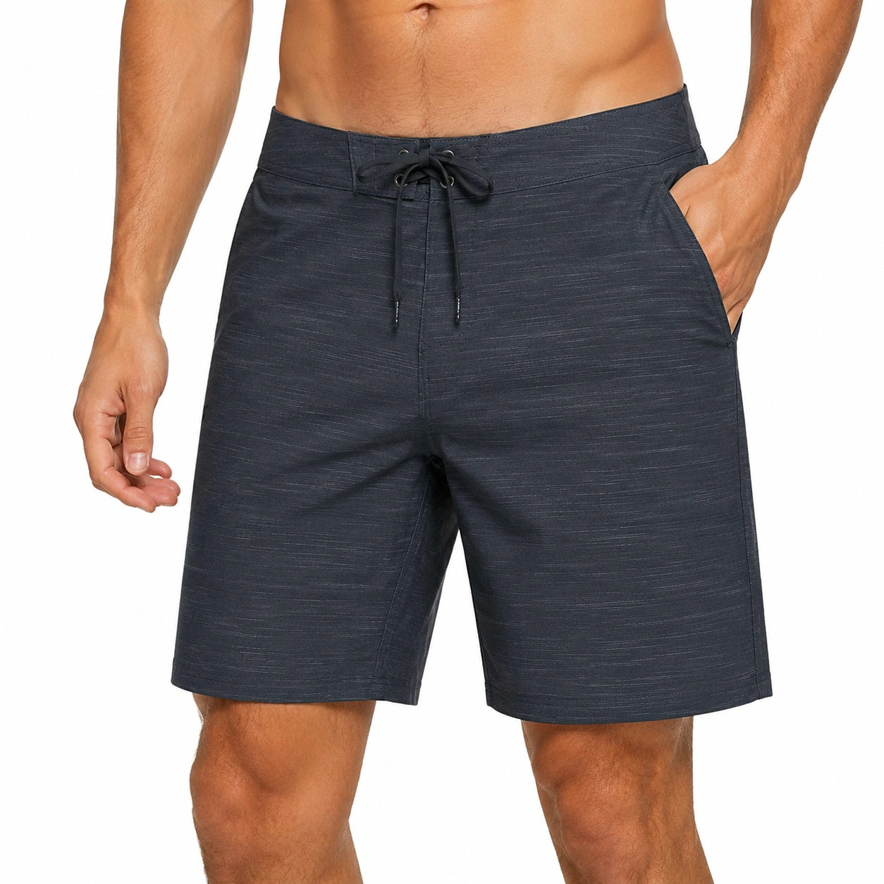 Short de bain homme M bleu marine tissé à cordon style décontracté