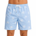 Short de bain homme L bleu clair imprimé palmiers taille ajustable