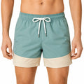 Short de bain homme XL tissu synthétique vert beige à taille élastique