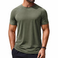 T-shirt homme L en textile vert kaki à manches courtes style décontracté