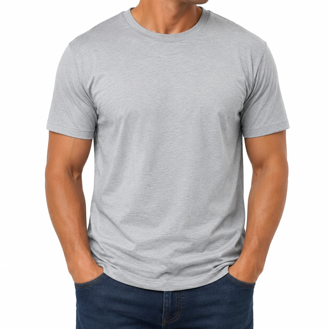 T-shirt homme XL gris en jersey à manches courtes coupe droite